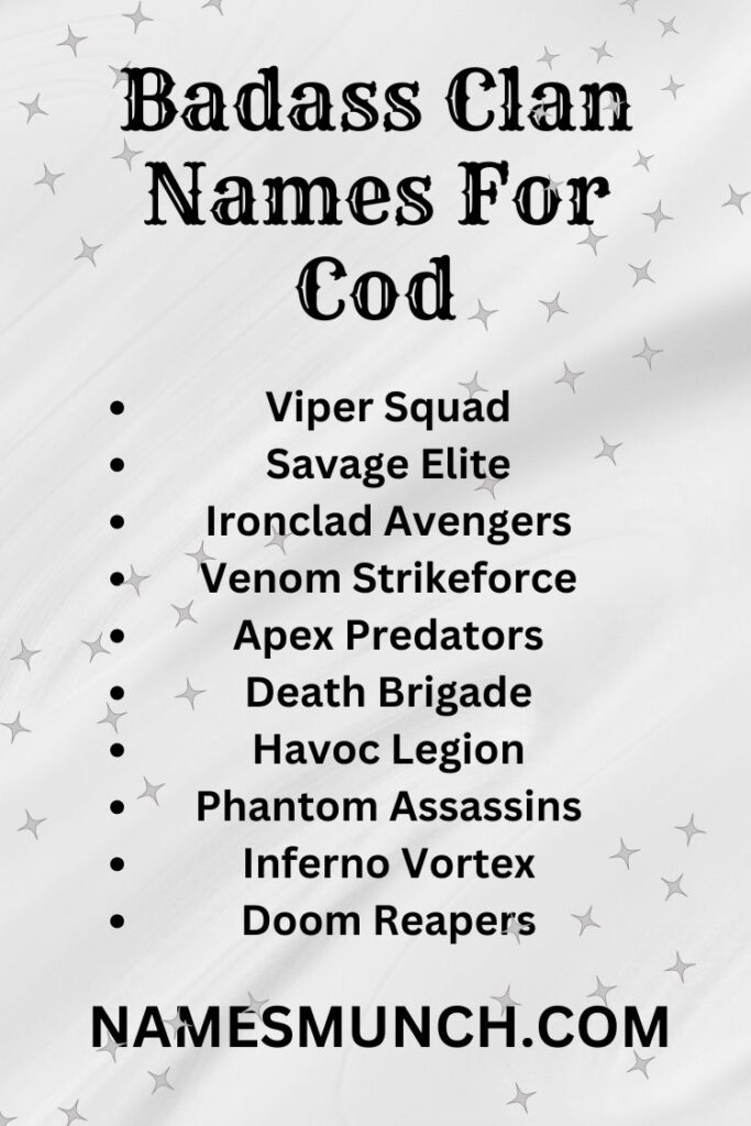 Badass Clan Names For Cod