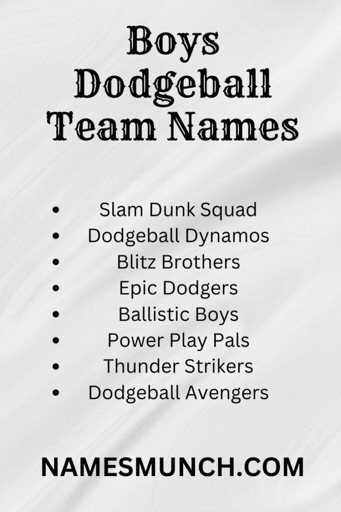 Boys Dodgeball Team Names