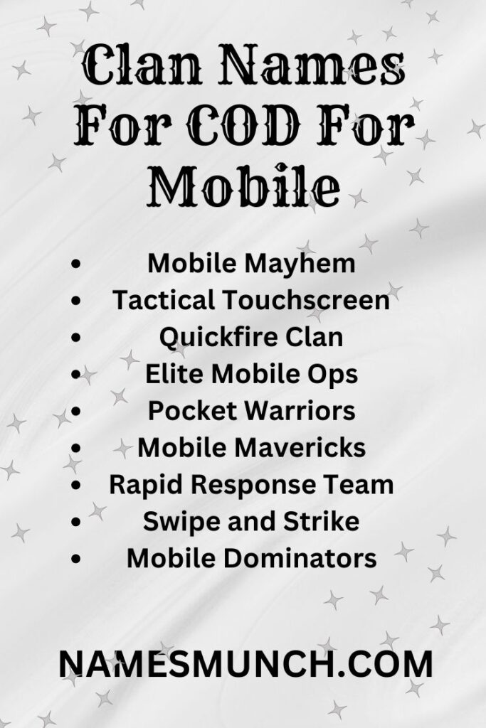 Clan Names For COD For Mobile