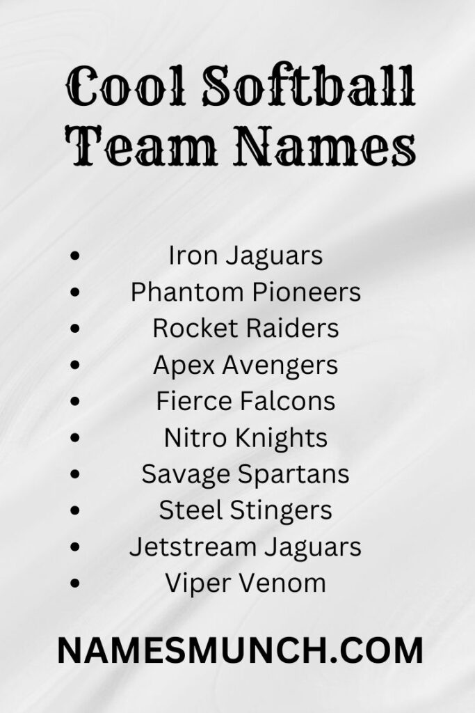 Cool Softball Team Names For Boys 