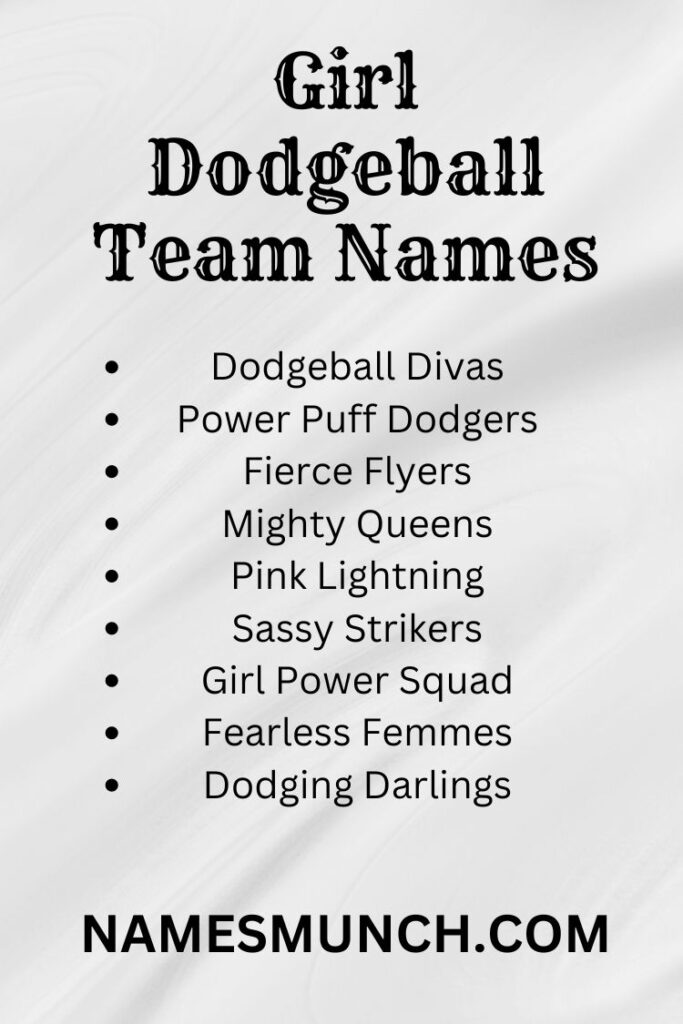 Girl Dodgeball Team Names