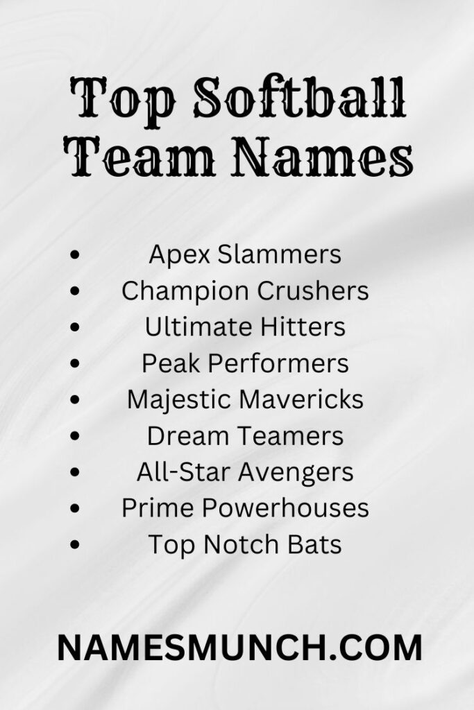 Top Softball Team Names for Any Squad