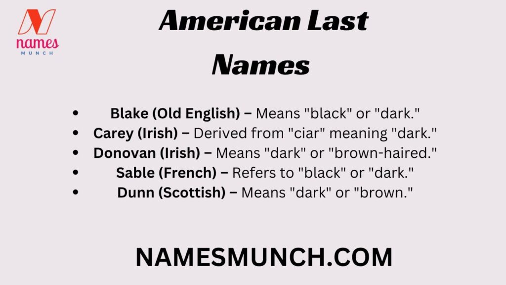 American Last Names Meaning Dark