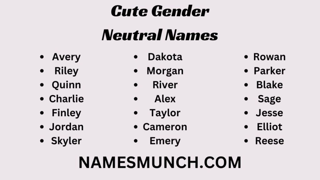 Cute Gender Neutral Names