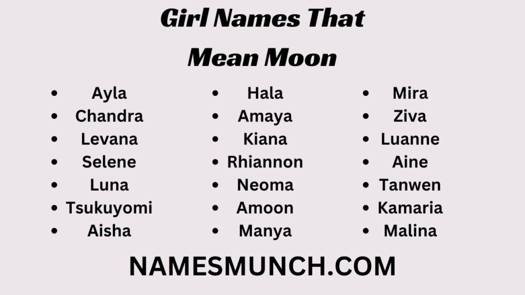 Girl Names That Mean Moon