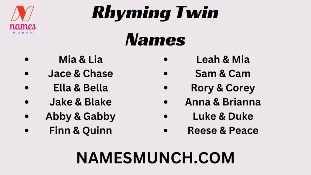 Rhyming Twin Names